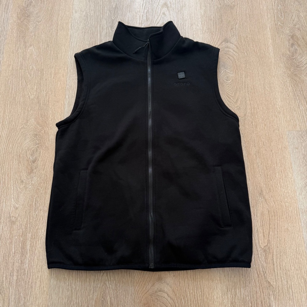 Ororo Heated Fleece Vest Mens Large Black Full Zip Sleeveless Jacket Warm L